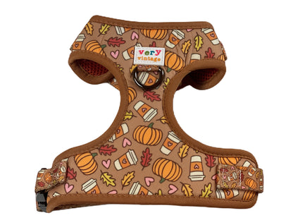 Pumpkin Spice - Adjustable Dog Harness - Heavy Duty Metal Hardware