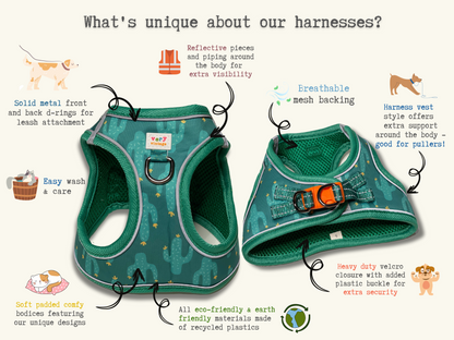 Soy Cute Dog Harness – Green Sushi Print – No Pull Step In Vest for Small Dogs & Cats