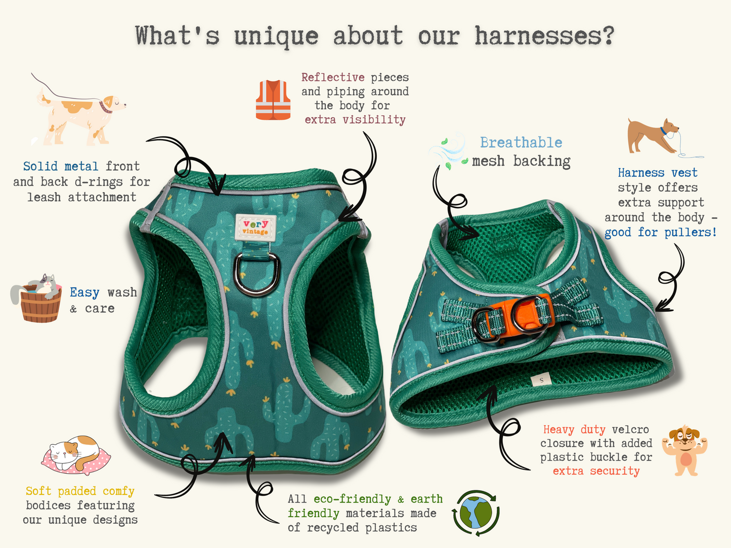 Pumpkin Spice Latte Dog Harness – Fall Coffee Print – No Pull Vest for Small Dogs & Cats