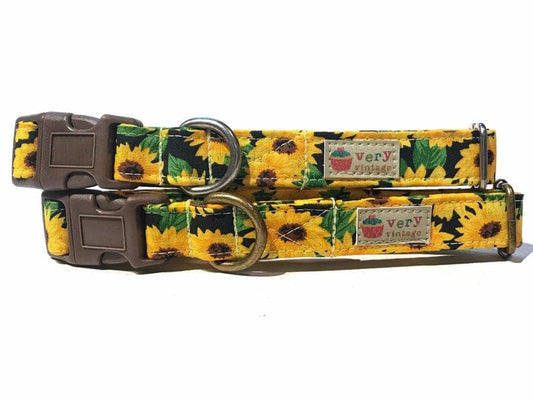 Sunflowers - Organic Cotton Dog & Cat Collars - Handmade in the USA