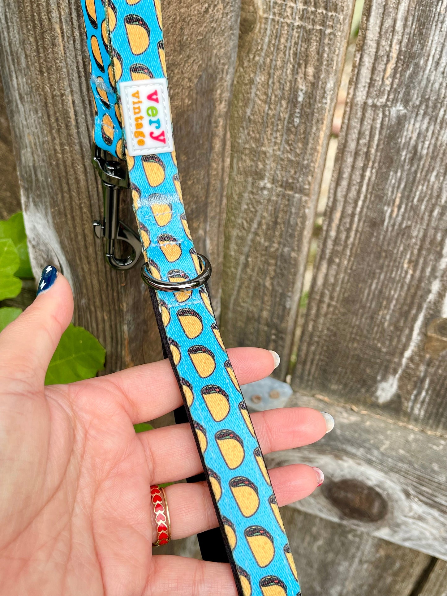 Taco Tuesday Dog Leash – Blue Mexican Food Print – Recycled & Eco-Friendly