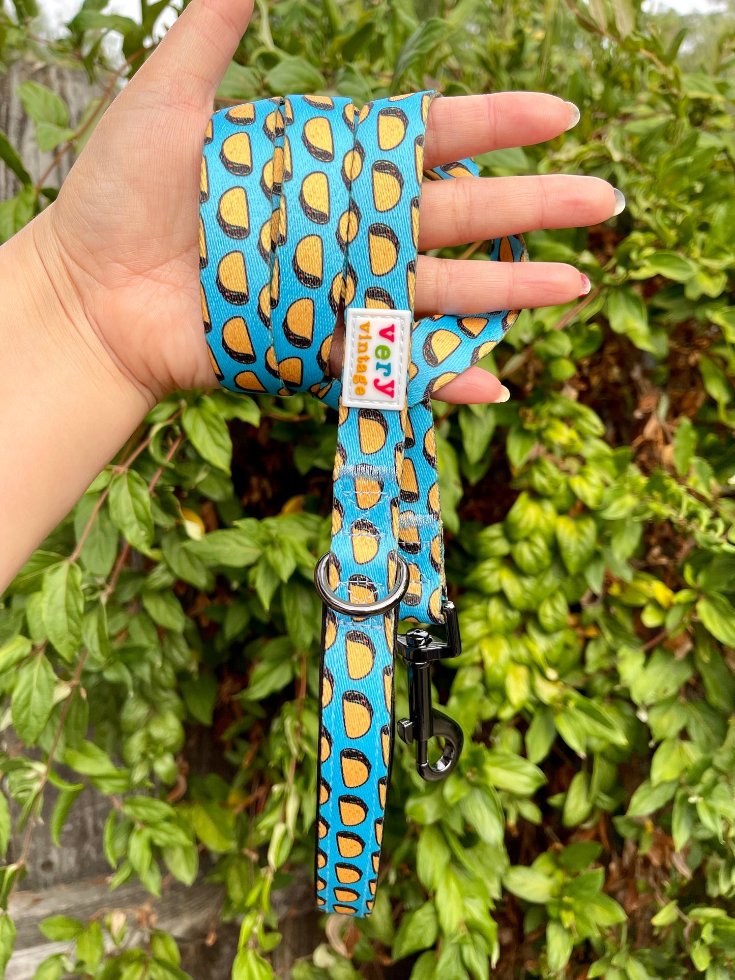 Taco Tuesday Dog Leash – Blue Mexican Food Print – Recycled & Eco-Friendly