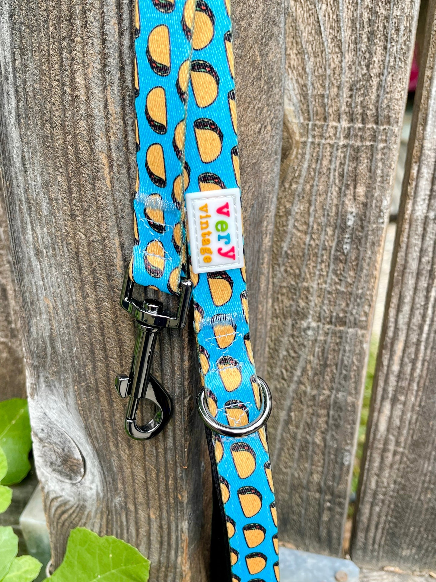 Taco Tuesday Dog Leash – Blue Mexican Food Print – Recycled & Eco-Friendly