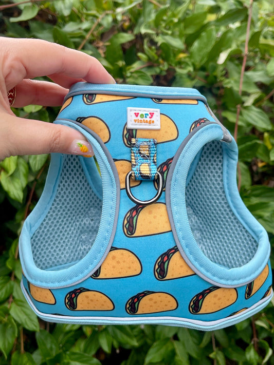 Taco Tuesday Dog Harness – Funny Foodie Print – No Pull Vest for Small Dogs & Cats