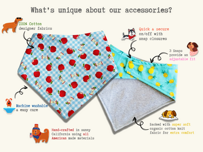 Periwinkle Floral Dog Bandana – Eco-Friendly Snap-On Pet Scarf – Made in the USA