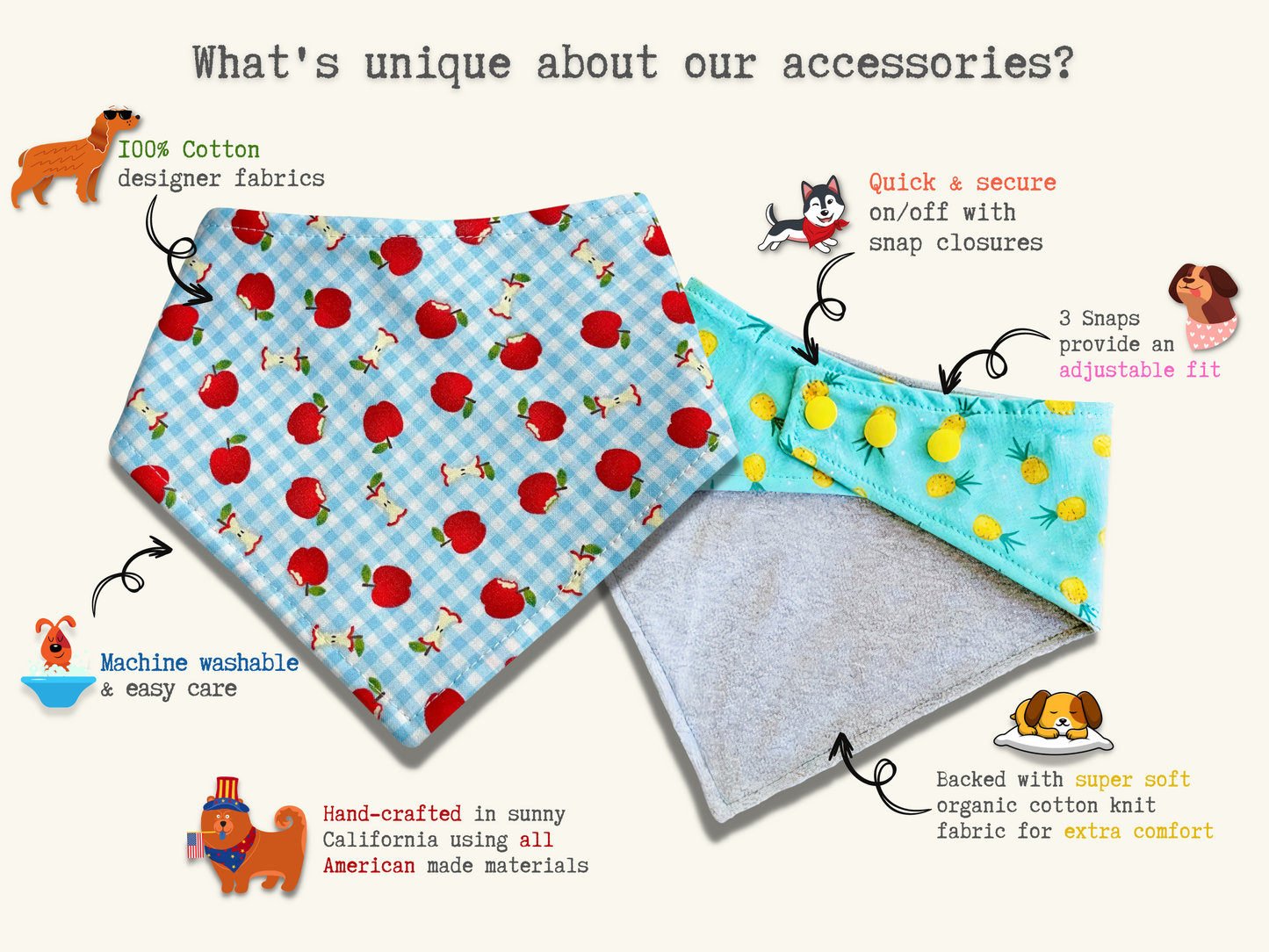 Daisy Days Dog Bandana – Eco-Friendly Snap-On Pet Scarf – Made in the USA