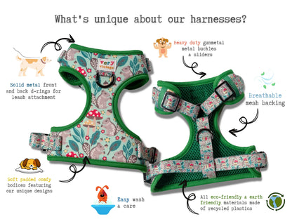 Pumpkin Spice - Adjustable Dog Harness - Heavy Duty Metal Hardware